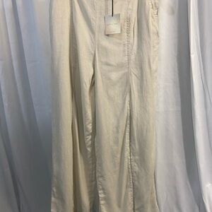 Linen Cream Wide Leg Pants beach wear